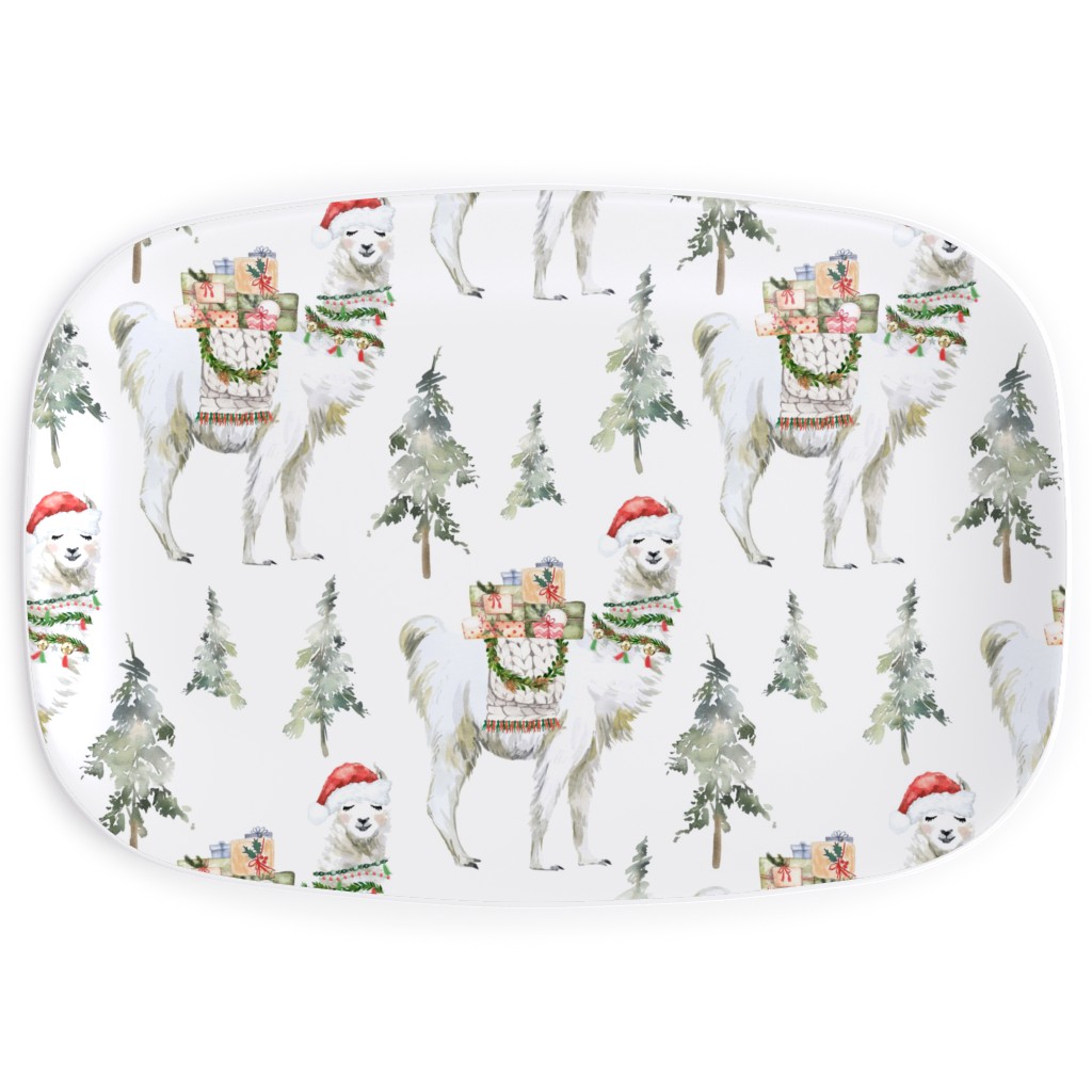 Winter Christmas Llama - Multi Serving Platter, Multicolor