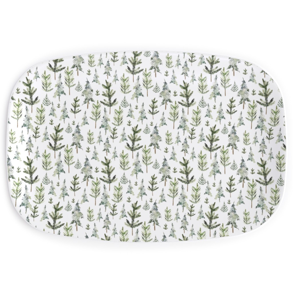 Winter Landscape Serving Platter, Green, Classic Green