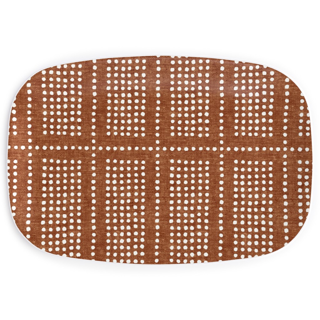 Dotty Boho Geometric - Ginger Serving Platter, Orange, Orange