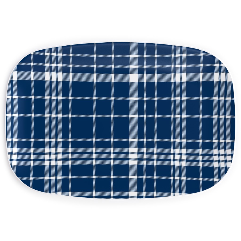 Tartan Check Serving Platter, Blue