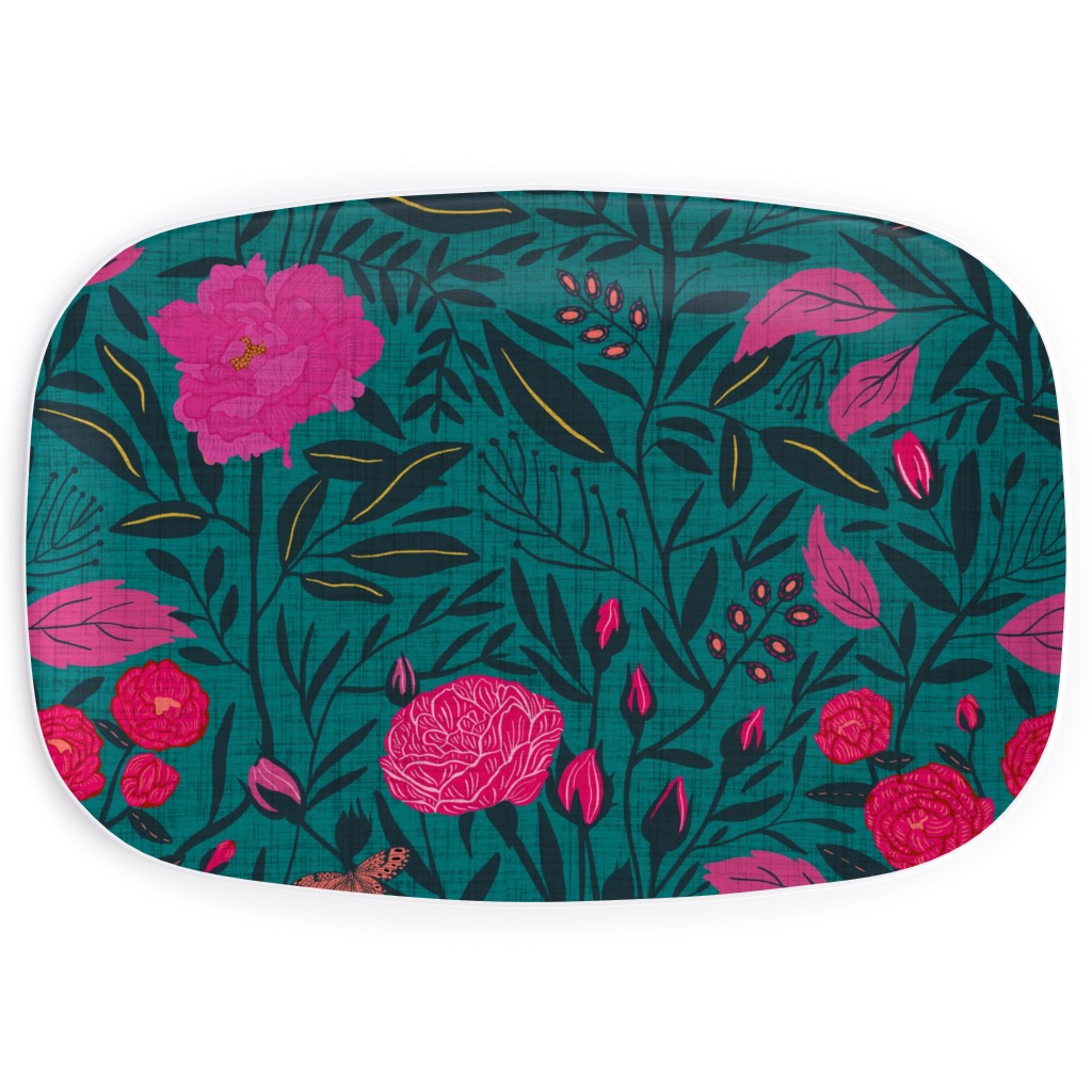 Modern Chintz Serving Platter, Green