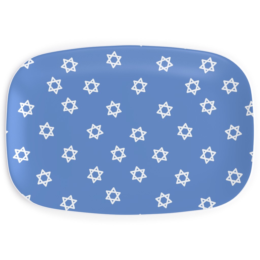 Star of David - White & Blue Serving Platter, Blue, True Blue