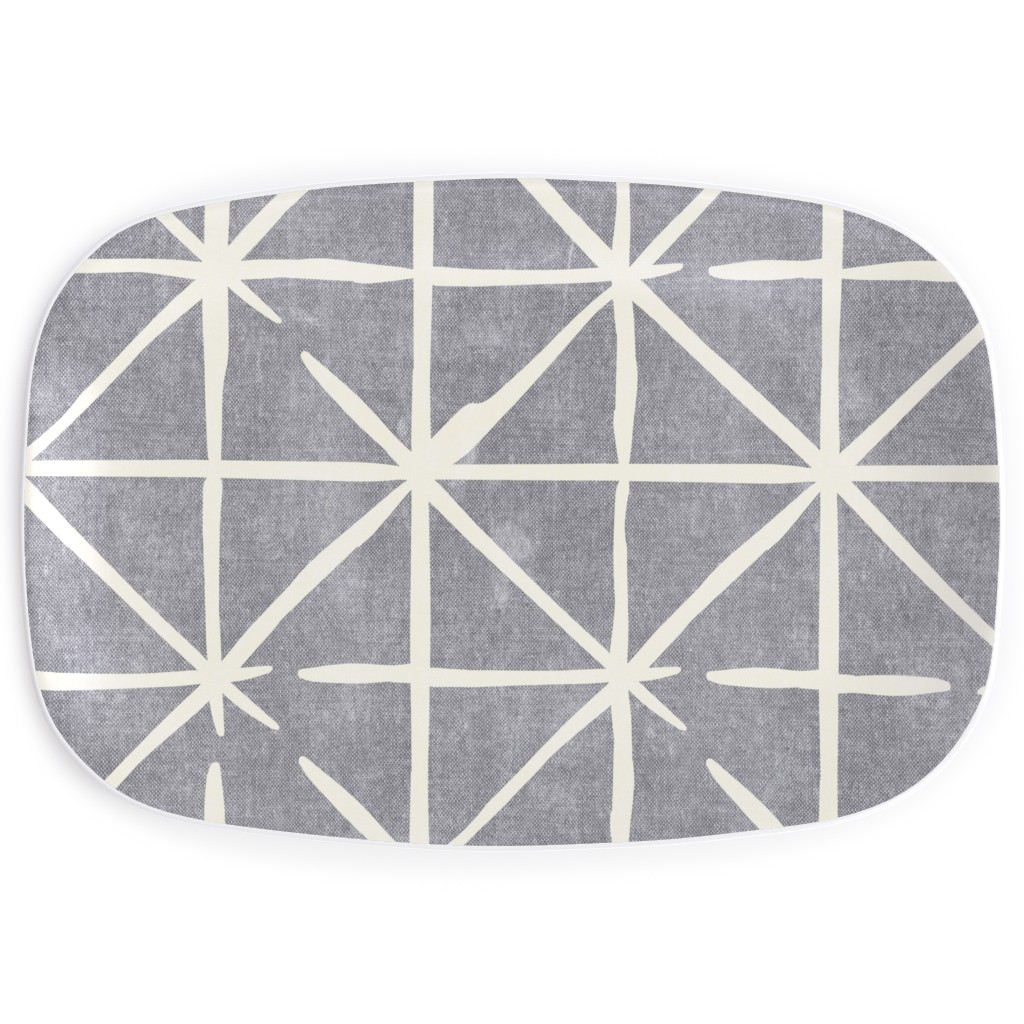 Geometric Triangles - Distressed - Grey Serving Platter, Gray