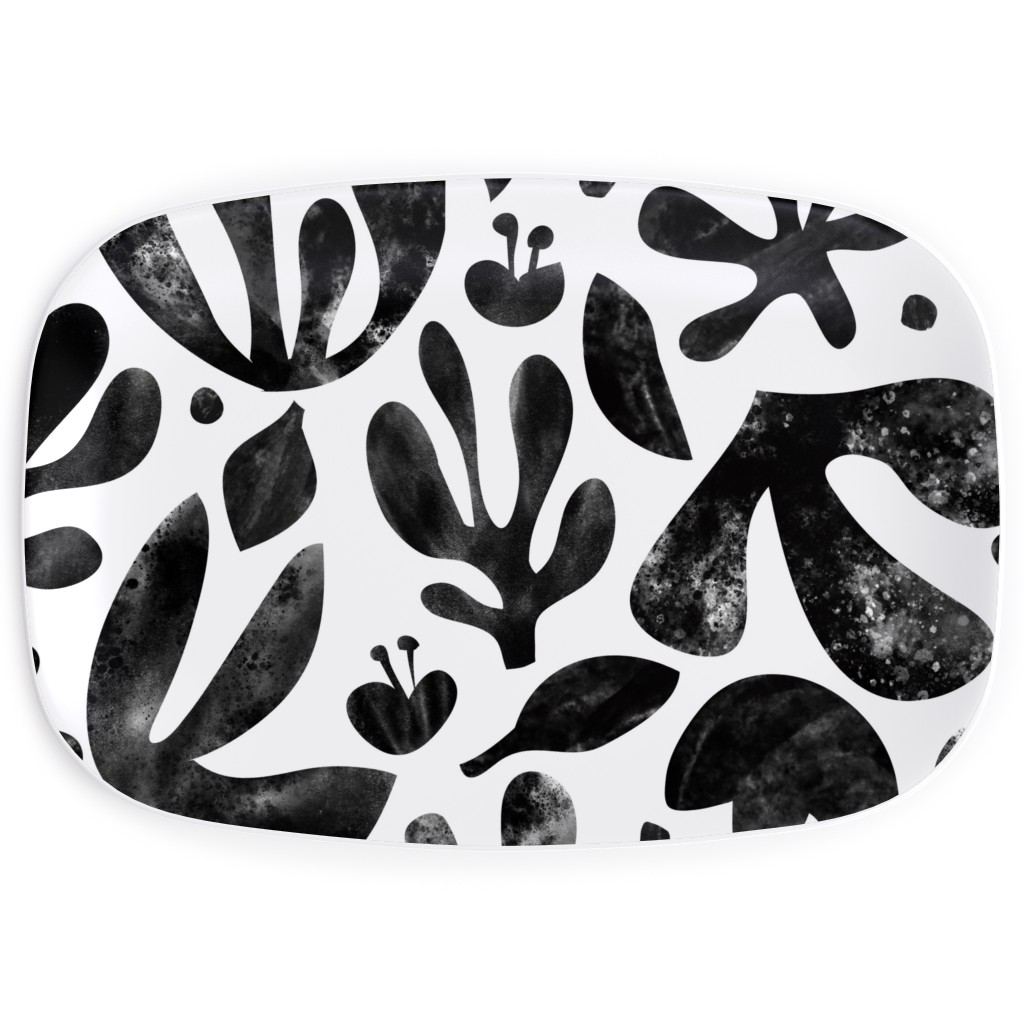 Flower Cutouts - Light Serving Platter, Black, Black