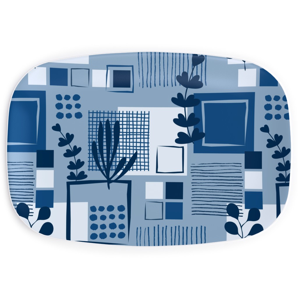 Squared Sea - Blue Serving Platter, Blue, True Blue