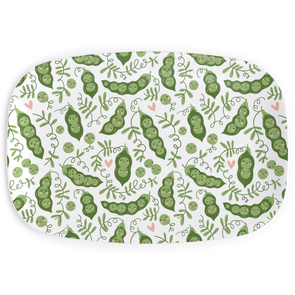Cute Peas - Green Serving Platter, Green, Classic Green