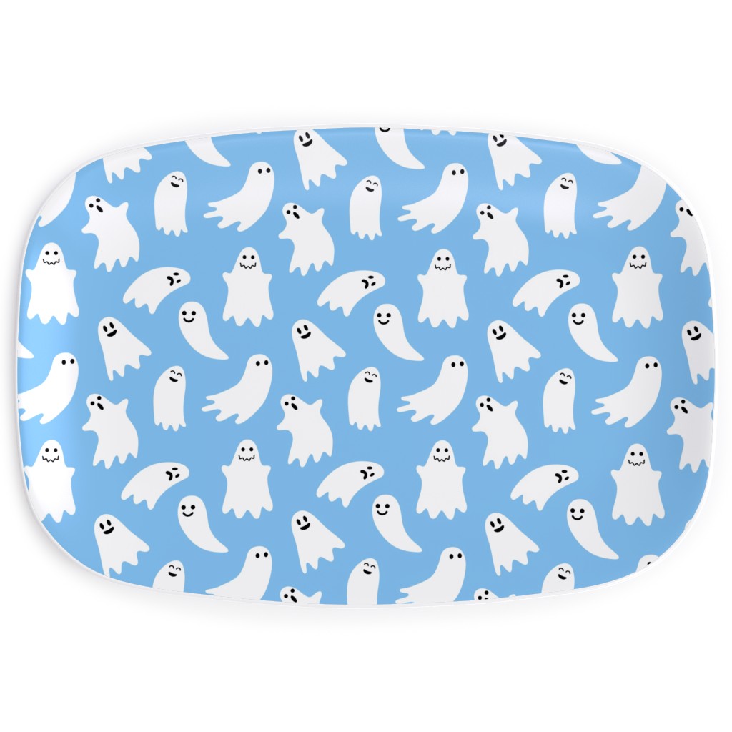 Cute Ghosts - Blue Serving Platter, Blue, True Blue