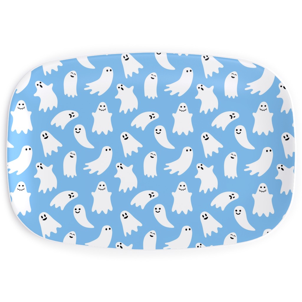 Cute Ghosts - Blue Serving Platter, Blue