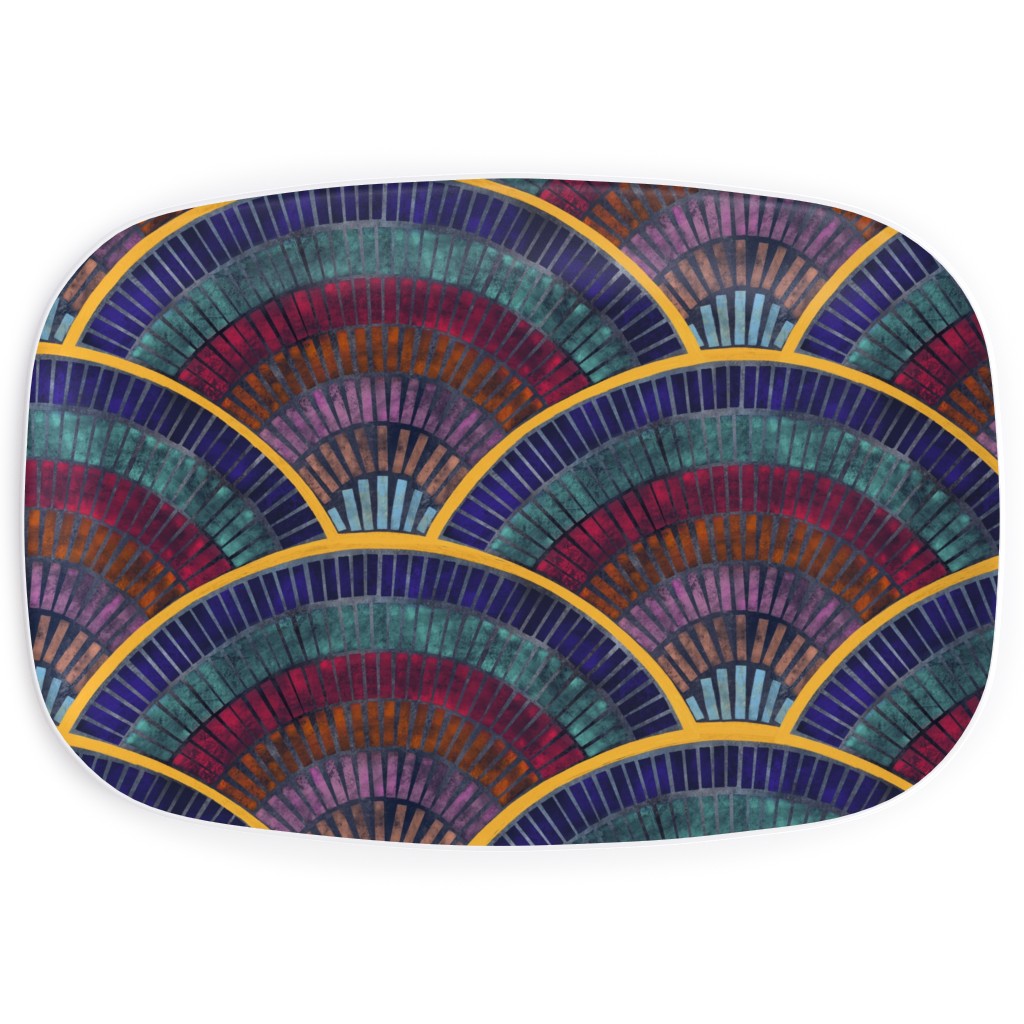 Moody Art Deco Tile - Dark Serving Platter, Multicolor