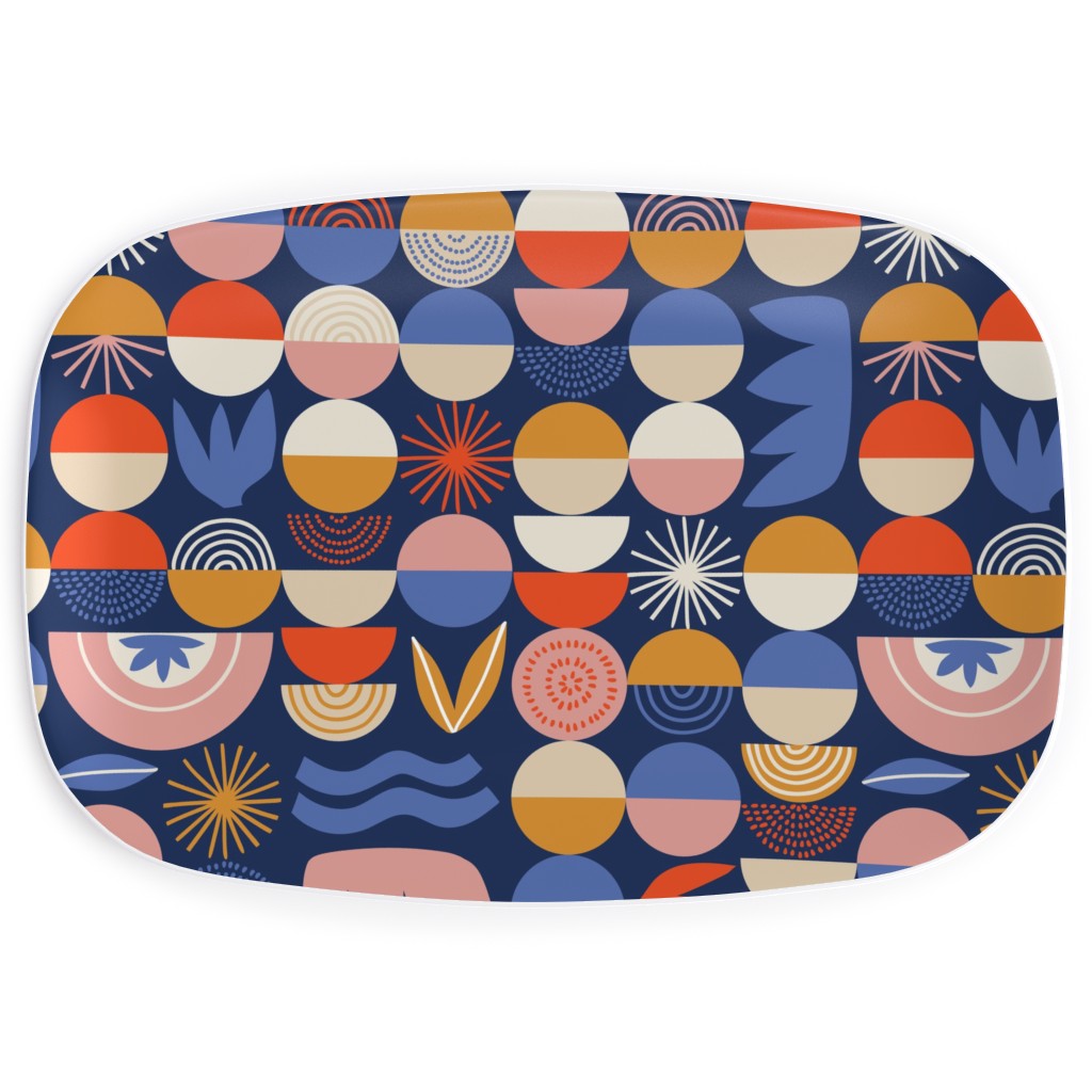 Colorful Geometry - Dark Serving Platter, Multicolor