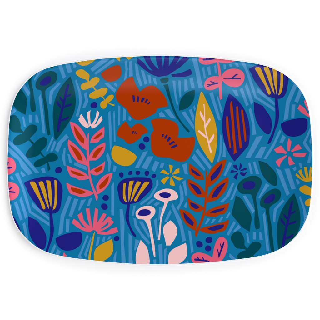 Paper Cut Floral Garden Serving Platter, Multicolor