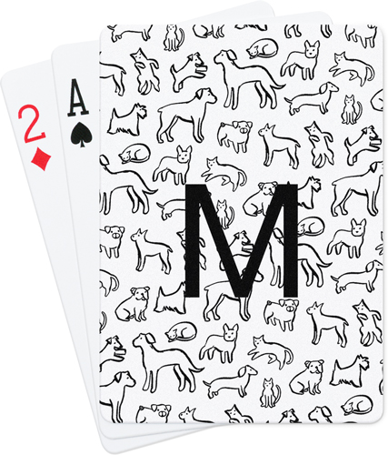 Outlined Dogs Custom Text Playing Cards, Multicolor