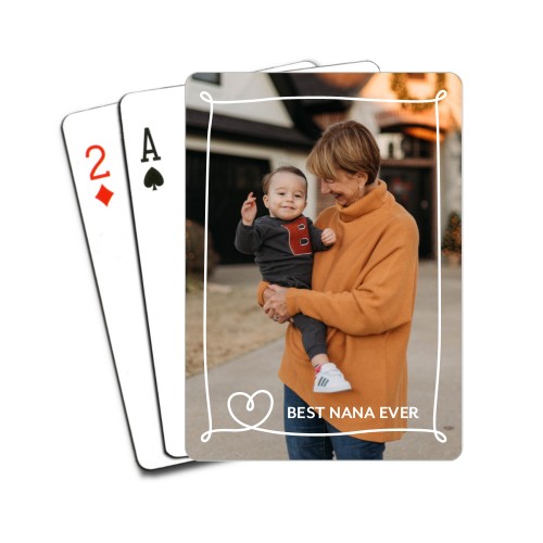 Heart Doodle Border Playing Cards, White
