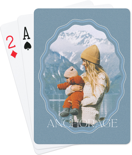 Rippled Border Playing Cards, Blue, marine layer