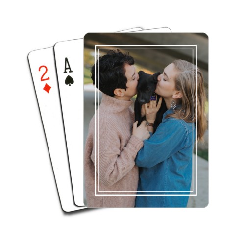 Double Lined Border Playing Cards, White