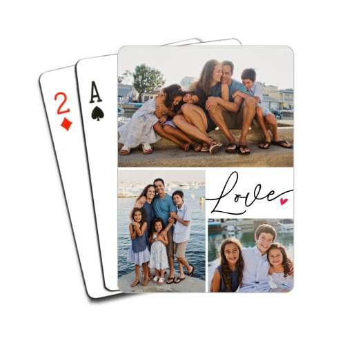 Love Heart Grid Playing Cards, White