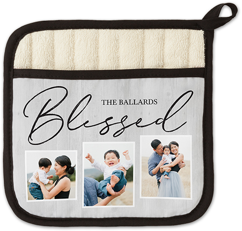 Blessed Weathered Wood Pot Holder, Gray