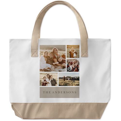 Modern Rustic Banner Large Tote, Beige, Photo Personalization, Large Tote, Beige