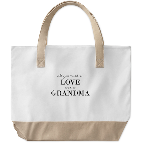 All You Need Is Grandma Large Tote, Beige, Photo Personalization, Large Tote, Multicolor