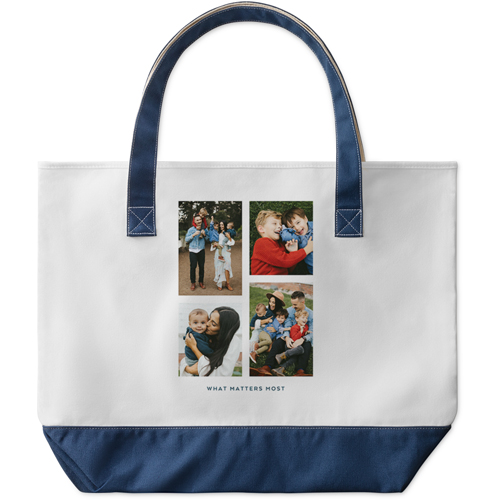 Gallery of Four Large Tote, Navy, Photo Personalization, Large Tote, Multicolor