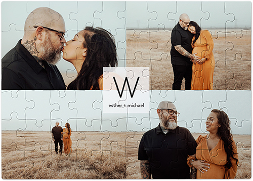 Monogram Grid Puzzle, Puzzle Board, 60 pieces, Rectangle, Puzzle, White, white