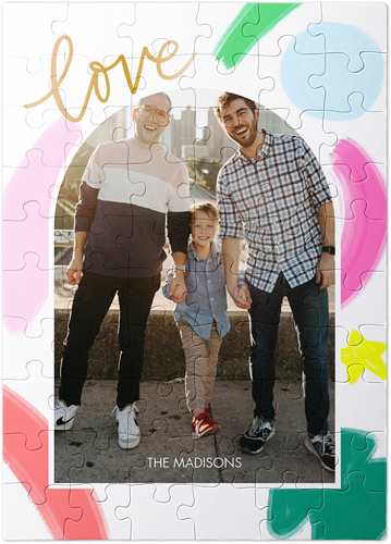 Colorful Love Brushstrokes Puzzle, Puzzle Board, 60 pieces, Rectangle, Puzzle, White, white