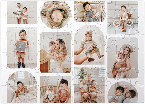 Shape Collage Puzzle, Puzzle Board, 60 pieces, Rectangle Ornament, Puzzle, White