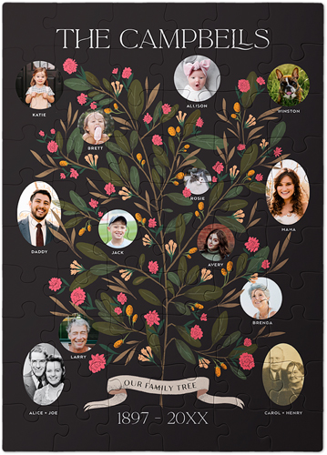 Blooming Family Tree Puzzle, Puzzle Board, 60 pieces, Rectangle, Puzzle, Black