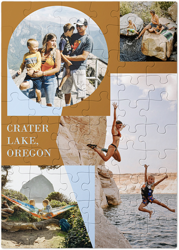 Geometric Travel Puzzle, Puzzle Board, 60 pieces, Rectangle, Puzzle, Brown, camel