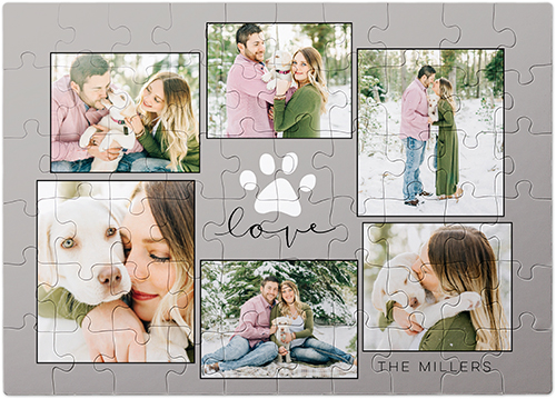 Rustic Paw Collage Puzzle, Puzzle Board, 60 pieces, Rectangle, Puzzle, Gray, stone