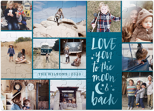 To The Moon and Back Collage Puzzle, Puzzle Board, 60 pieces, Rectangle, Puzzle, Blue