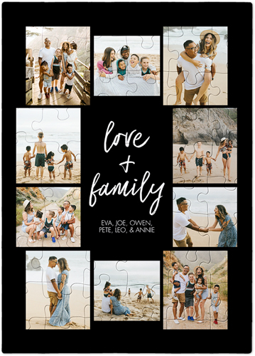 Love and Family Portrait Puzzle, Puzzle Board, 60 pieces, Rectangle Ornament, Puzzle, Black