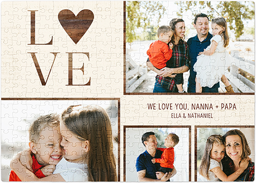 Love Burlap Puzzle, Puzzle Board, 252 pieces, Rectangle Ornament, Puzzle, Brown