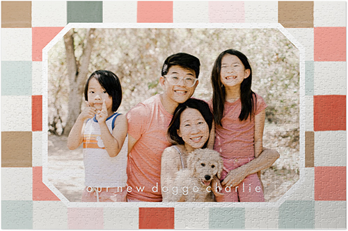 Colorful Checks Puzzle, Puzzle Board, 1014 pieces, Rectangle, Puzzle, Beige, antique white