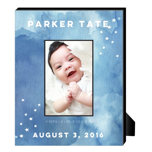 Watercolor Stars Personalized Frame, - No photo insert, 8x10, Blue