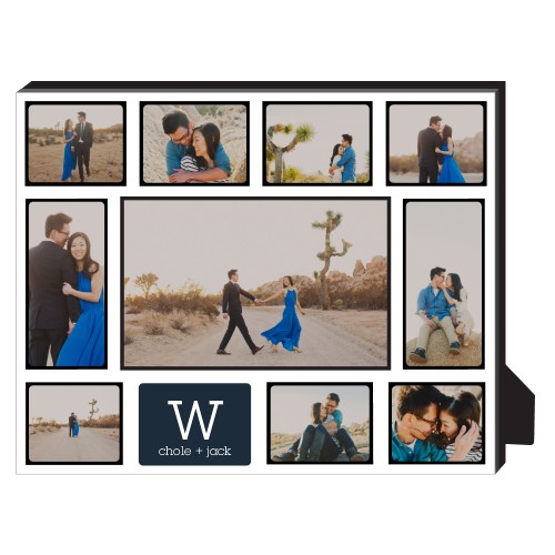 Modern Monogram Squares Personalized Frame, - Photo insert, 8x10, Black