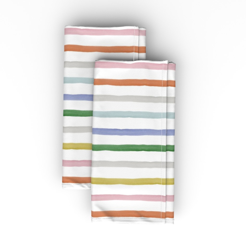 Rainbow Stripes Watercolor Cloth Napkin, Longleaf Sateen Grand, Multicolor