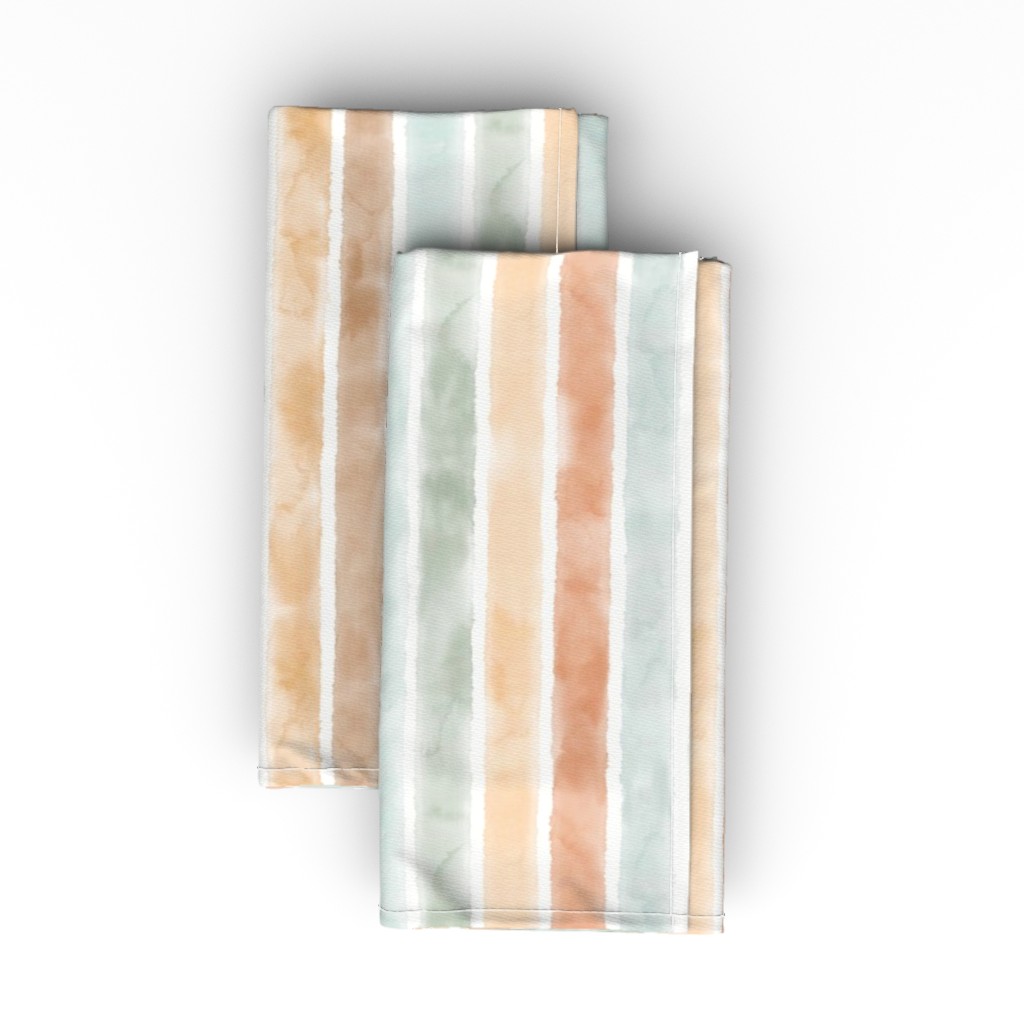 Watercolor Stripes - Earth Tones Cloth Napkin, Longleaf Sateen Grand, Multicolor