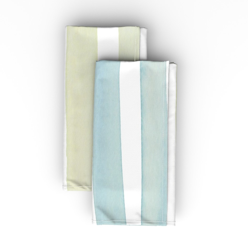 Watercolor Stripes - Yellow and Blue Cloth Napkin, Longleaf Sateen Grand, Blue