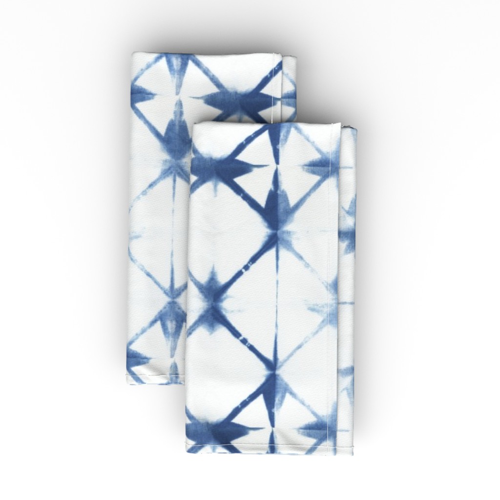 Shibori Diamond - Blue on White Cloth Napkin, Longleaf Sateen Grand, Blue