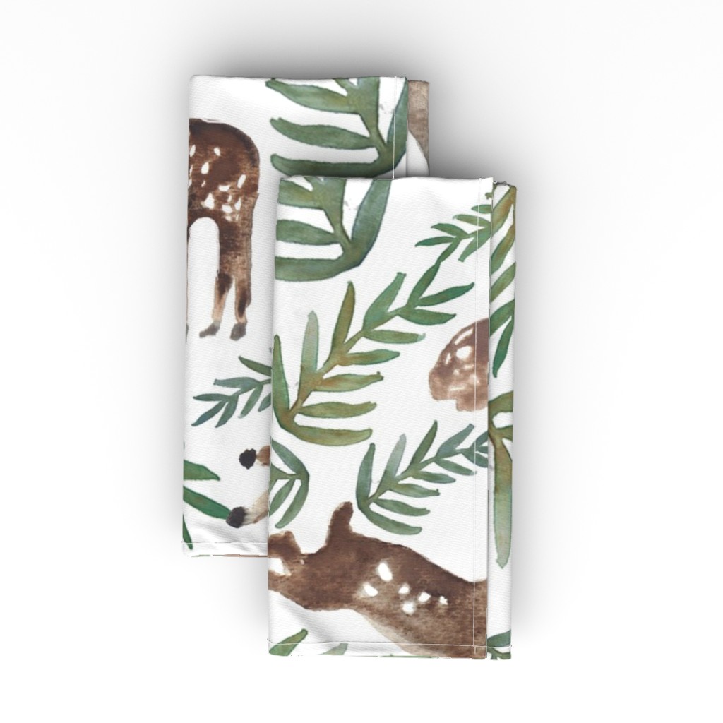 Loved Dearly - Green & Brown on White Cloth Napkin, Longleaf Sateen Grand, Green