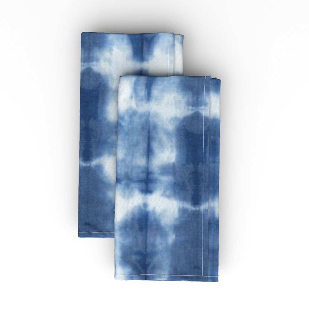 Shibori - Indigo on White Cloth Napkin, Longleaf Sateen Grand, Blue