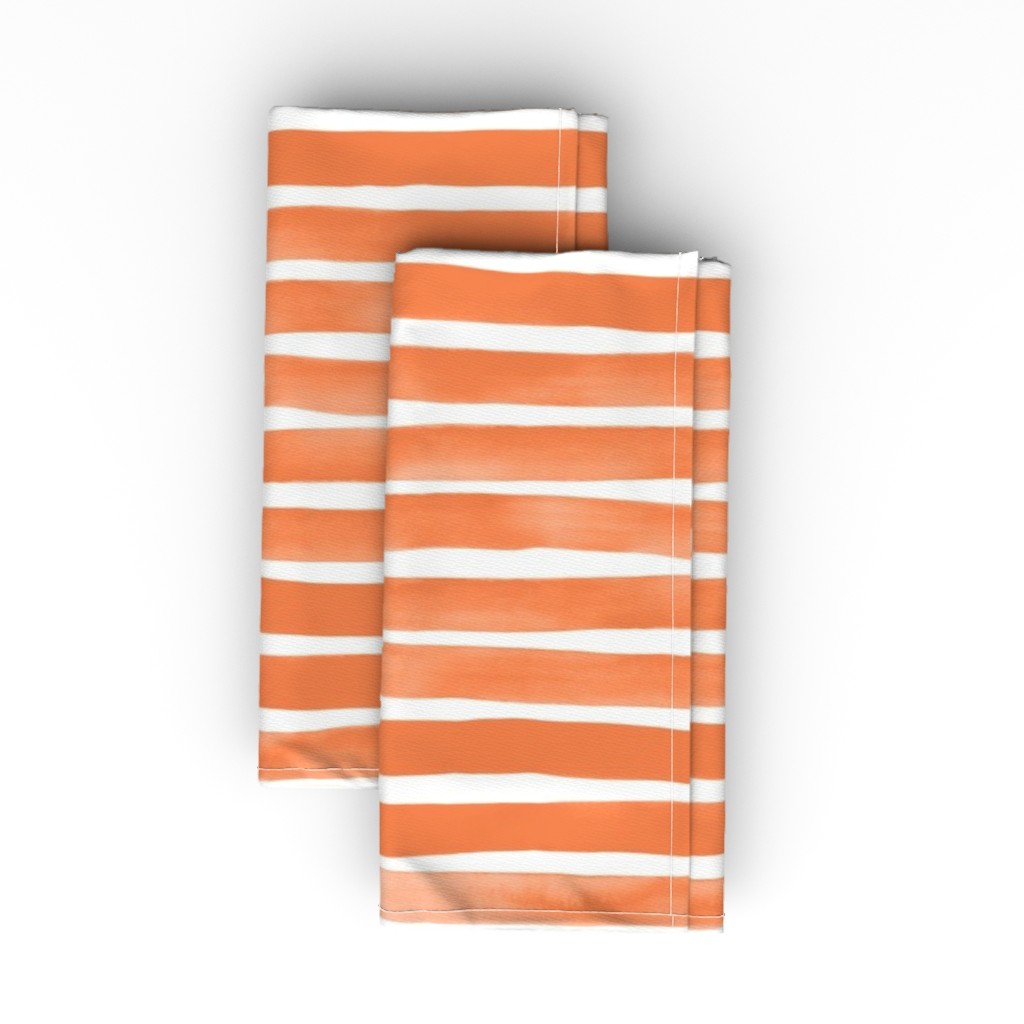 Imperfect Watercolor Stripes Cloth Napkin, Longleaf Sateen Grand, Orange