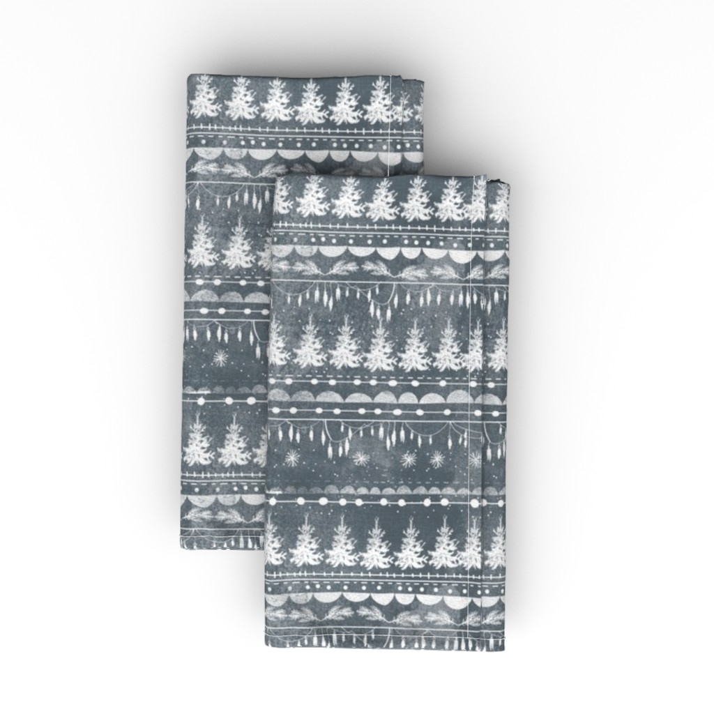 Vintage Christmas Stripe Cloth Napkin, Longleaf Sateen Grand, Gray