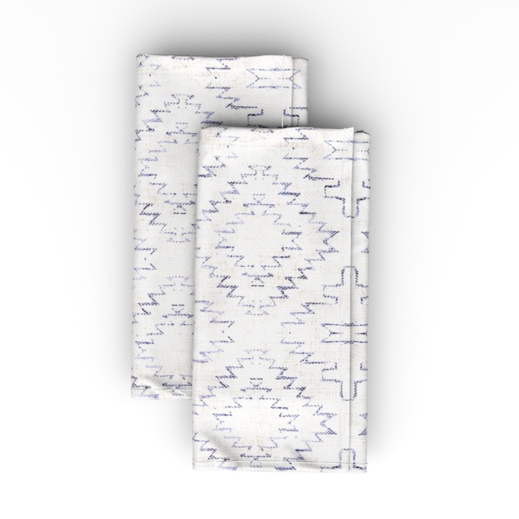 Sedona French Linen Geo - Neutral Cloth Napkin, Longleaf Sateen Grand, Gray