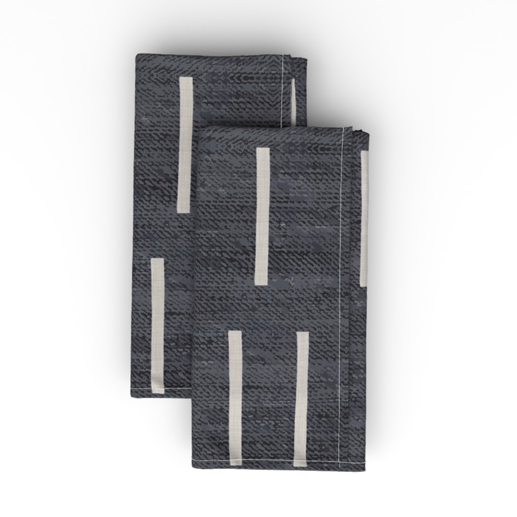 Line Mudcloth - Denim Cloth Napkin, Longleaf Sateen Grand, Gray