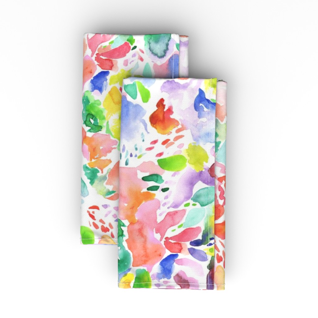 Happy Abstract Watercolor Cloth Napkin, Longleaf Sateen Grand, Multicolor
