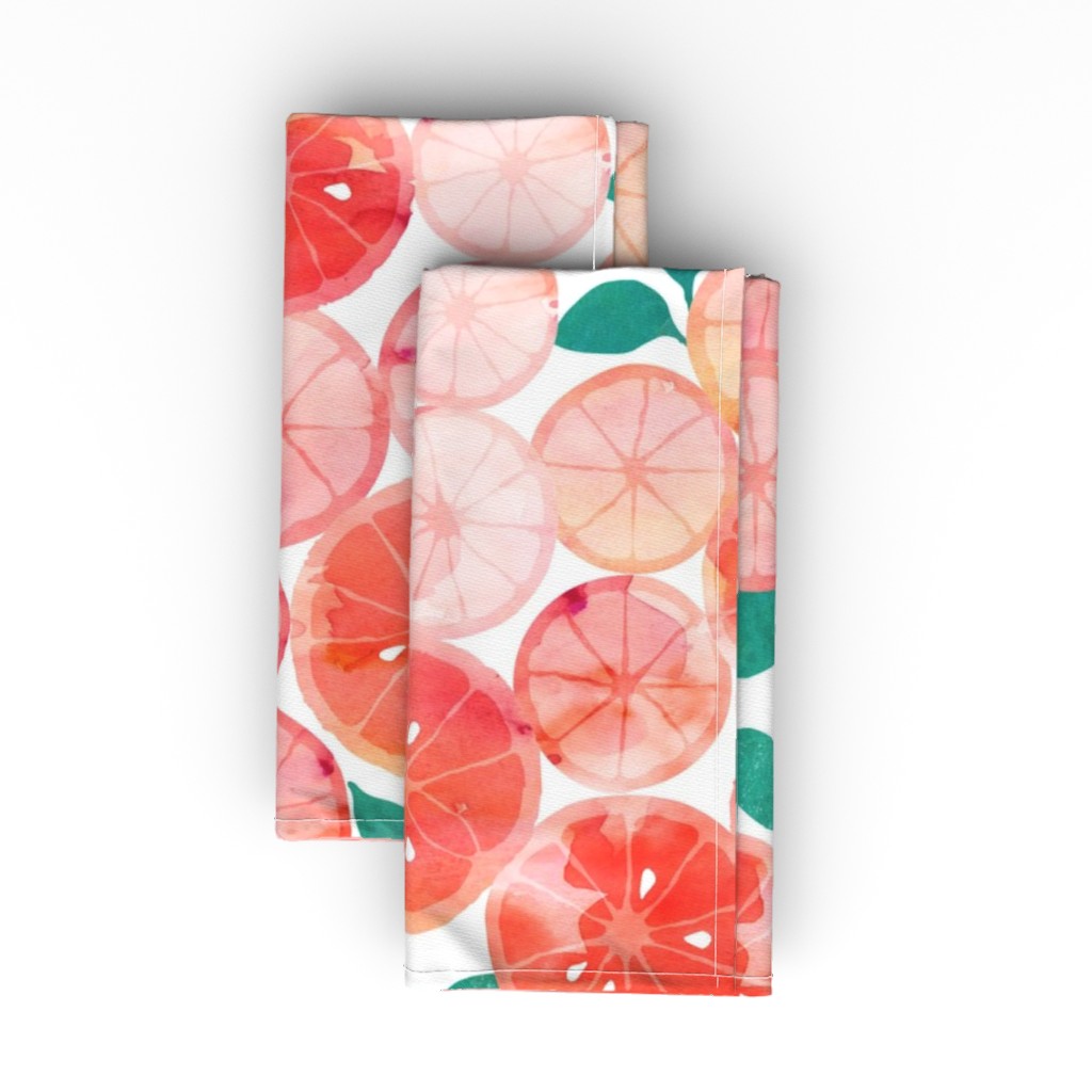 Summer Fruit - Pink Cloth Napkin, Longleaf Sateen Grand, Pink