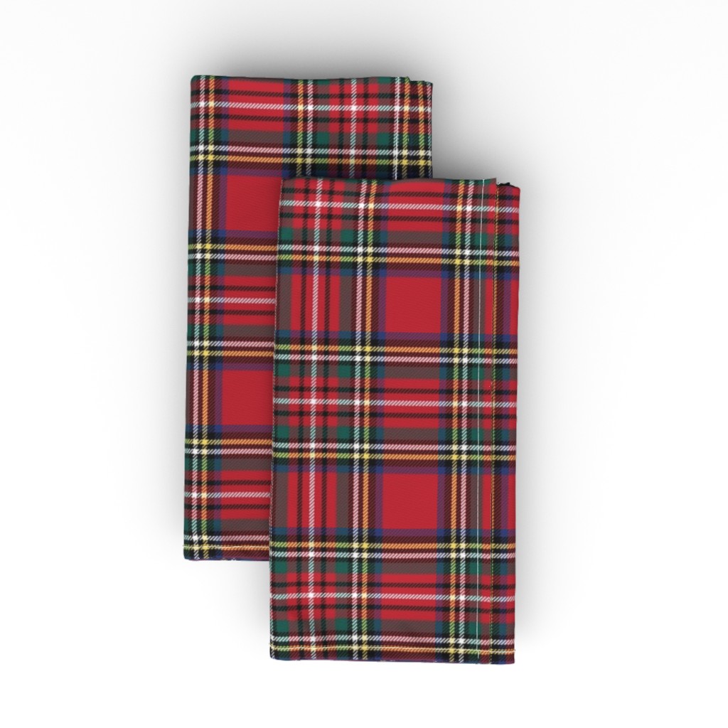 Royal Stewart Tartan Style Repeat Perfect for Christmas Cloth Napkin, Longleaf Sateen Grand, Red
