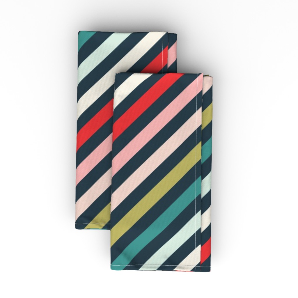 Diagonal Multicolor Stripe Cloth Napkin, Longleaf Sateen Grand, Multicolor
